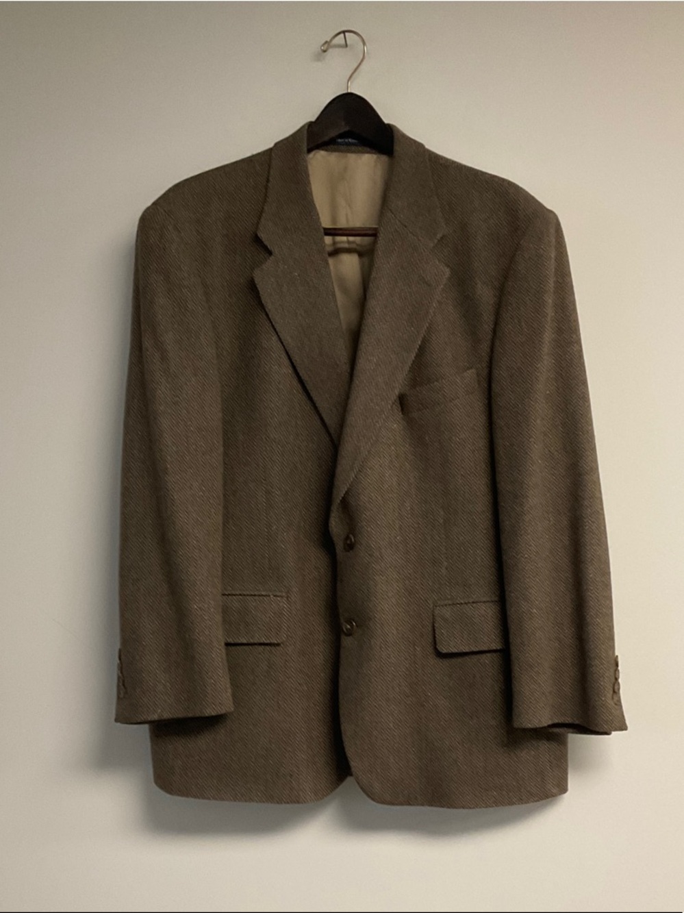 Classic Men's Brown Herringbone Wool Sport Coat